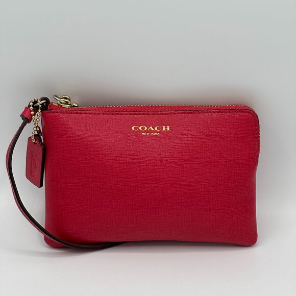NWOT Coach Small Leather Wristlet - Pink Scarlet - Picture 2 of 13